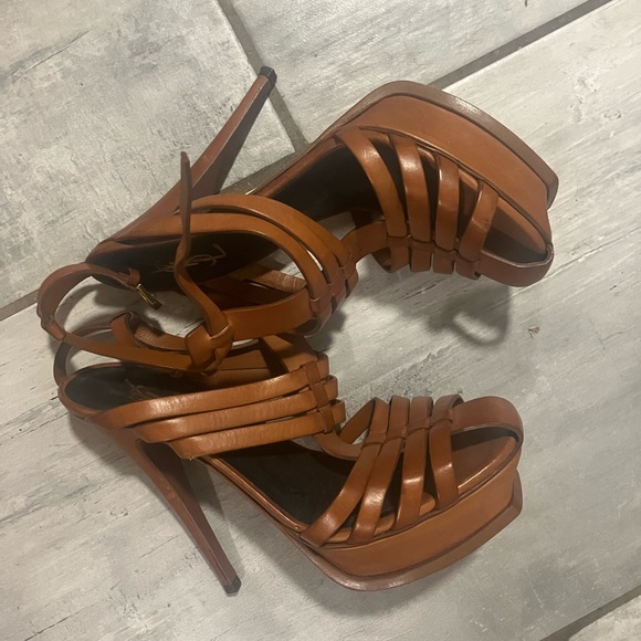 YSL Tan Strappy Sandals - Tribute Sandals - Picture 2 of 8